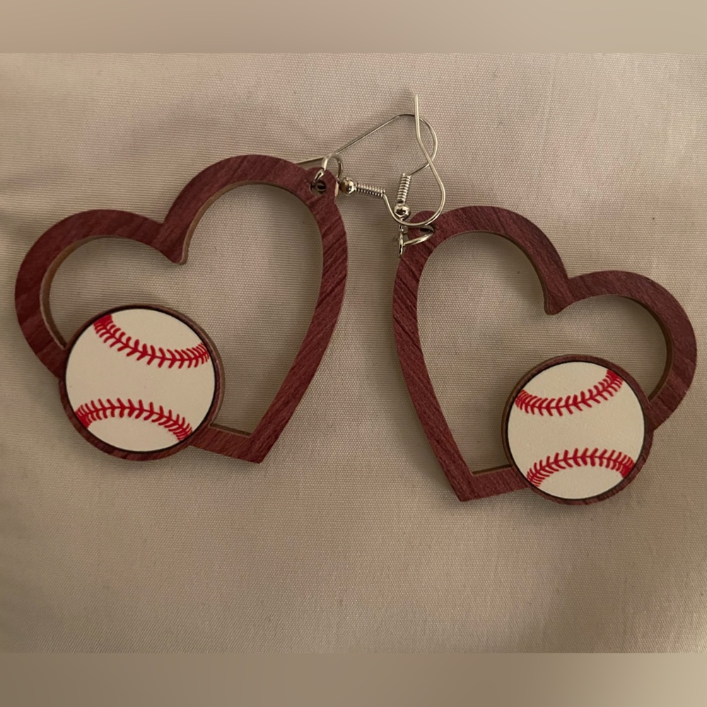 Baseball Heart Earrings